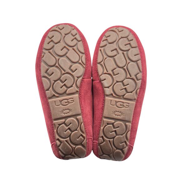 UGG Ansley Charm Gem Red Suede Leather Wool Blend Slip On Slippers 112507 - Picture 14 of 14